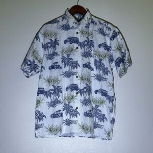 Big Dogs Mens Short Sleeve M Button Up Camp Hawaiian Shirt Cotton Vintage